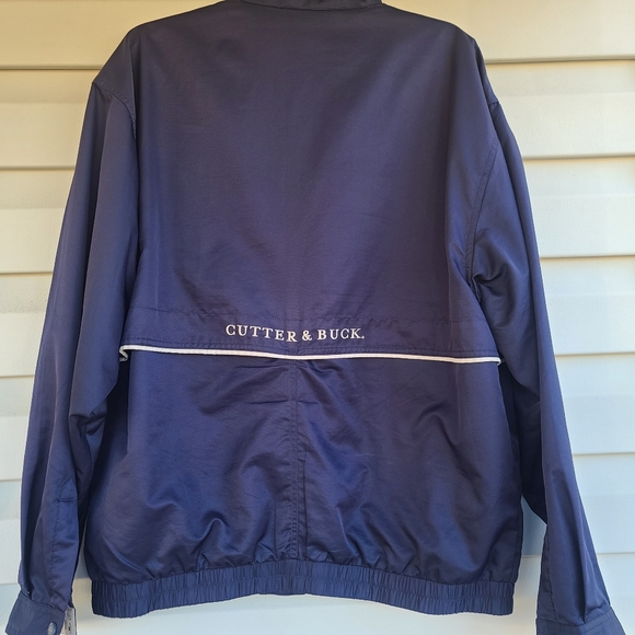 Men's Cutter & Buck 'Pebble Beach' Large Navy-Blue Lined CB Weathertech Zip Jack - Picture 2 of 11